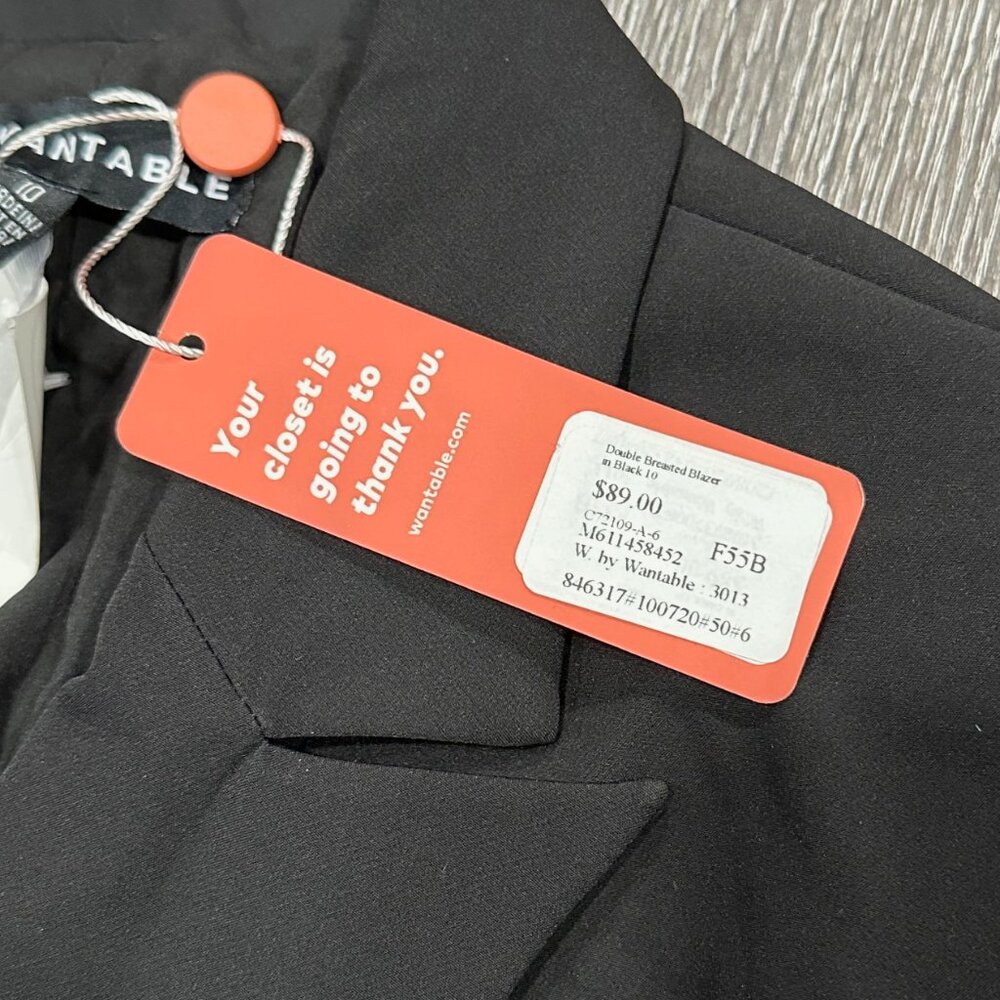 Wantable Black Women's Double Breasted Button Blazer, Size 10 - Picture 4 of 8